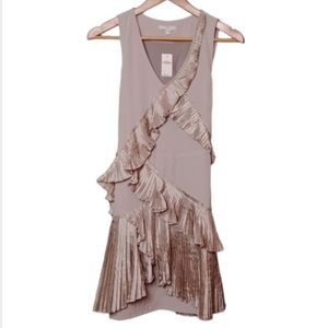 NWT Gap beige asymmetrical ruffle sleeveless dress size 2